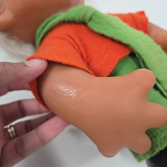 Vintage 1989 Dam Large Boy Troll with Felt Clothes & Hat White Hair Denmark 10" - Picture 10 of 12